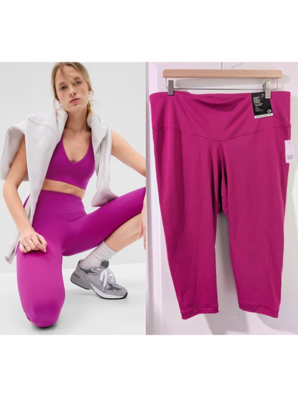 GapFit | Eclipse High Rise Crop Leggings In Rose Pink Verbena